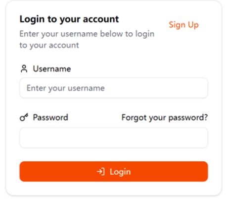 The login page