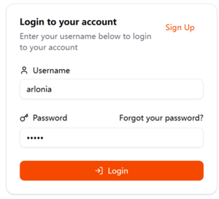 Login page