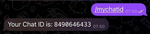 Bot response to /mychatid