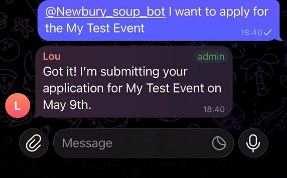 Telegram bot: apply for event
