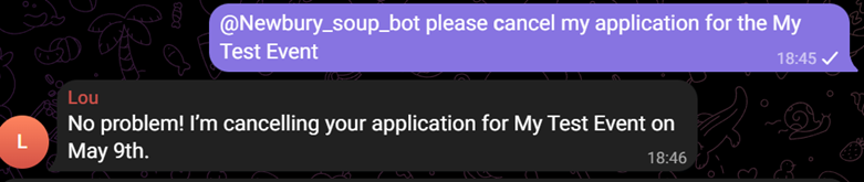 Telegram bot: cancel pending application